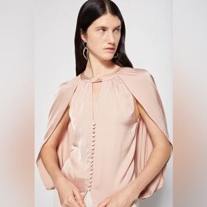 JONATHAN SIMKHAI 
AUDREY FLUID SATIN BUTTON DOWN CAPE TOP xs